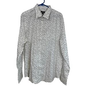 NWT Express Slim Fit Dress Shirt White Black Micro Print Men’s XL